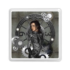 Steampunk, Steampunk Lady, Clocks And Gears In Silver Memory Card Reader (square)  by FantasyWorld7