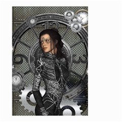 Steampunk, Steampunk Lady, Clocks And Gears In Silver Small Garden Flag (two Sides) by FantasyWorld7