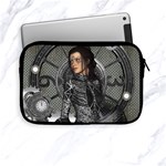 Steampunk, Steampunk Lady, Clocks And Gears In Silver Apple iPad Mini Zipper Cases Front