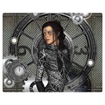 Steampunk, Steampunk Lady, Clocks And Gears In Silver Double Sided Flano Blanket (Medium)  60 x50  Blanket Front