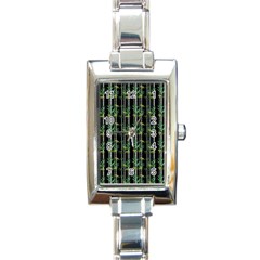 Bamboo Pattern Rectangle Italian Charm Watch by ValentinaDesign