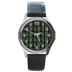 Bamboo Pattern Round Metal Watch by ValentinaDesign