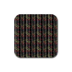 Bamboo Pattern Rubber Square Coaster (4 Pack)  by ValentinaDesign