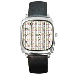 Bamboo Pattern Square Metal Watch by ValentinaDesign