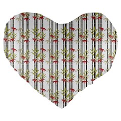 Bamboo Pattern Large 19  Premium Flano Heart Shape Cushions by ValentinaDesign