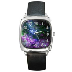 Space Colors Square Metal Watch by ValentinaDesign