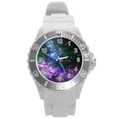 Space Colors Round Plastic Sport Watch (l) by ValentinaDesign