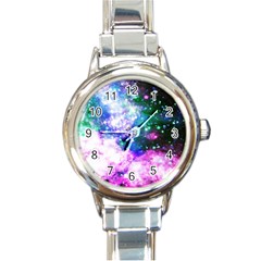 Space Colors Round Italian Charm Watch by ValentinaDesign