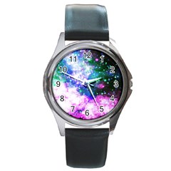 Space Colors Round Metal Watch by ValentinaDesign