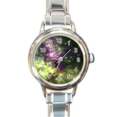 Space Colors Round Italian Charm Watch by ValentinaDesign