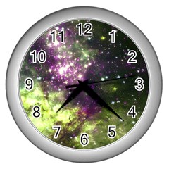 Space Colors Wall Clocks (silver)  by ValentinaDesign