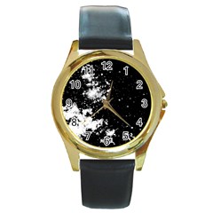 Space Colors Round Gold Metal Watch by ValentinaDesign