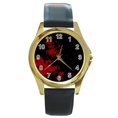 Space Colors Round Gold Metal Watch by ValentinaDesign