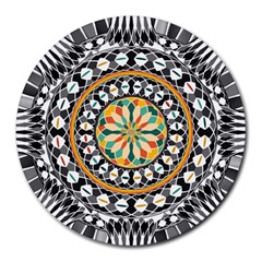 High Contrast Mandala Round Mousepads by linceazul