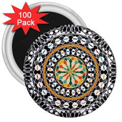 High Contrast Mandala 3  Magnets (100 Pack) by linceazul