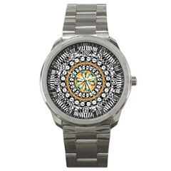 High Contrast Mandala Sport Metal Watch by linceazul