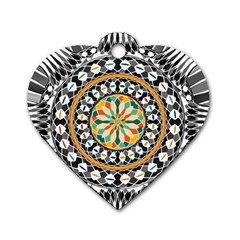 High Contrast Mandala Dog Tag Heart (two Sides) by linceazul