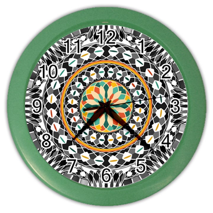 High Contrast Mandala Color Wall Clocks