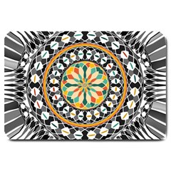 High Contrast Mandala Large Doormat  by linceazul