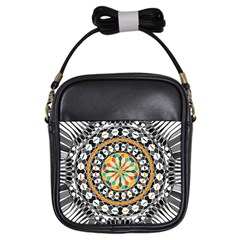 High Contrast Mandala Girls Sling Bags by linceazul