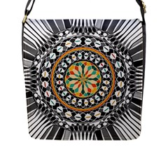 High Contrast Mandala Flap Messenger Bag (l)  by linceazul