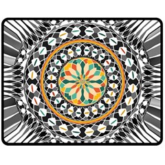 High Contrast Mandala Double Sided Fleece Blanket (medium)  by linceazul