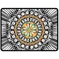 High Contrast Mandala Double Sided Fleece Blanket (large)  by linceazul