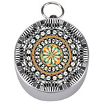 High Contrast Mandala Silver Compasses Front