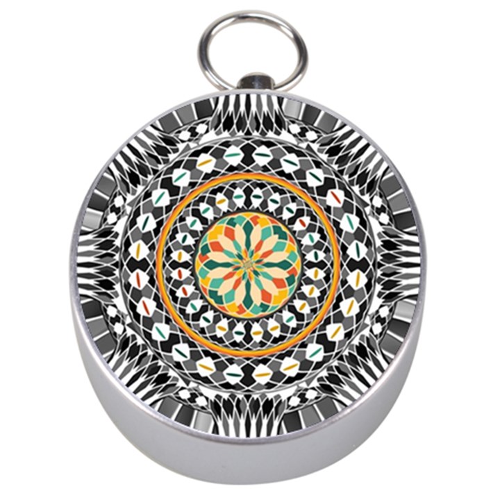 High Contrast Mandala Silver Compasses