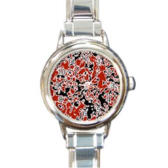 Splatter Abstract Texture Round Italian Charm Watch by dflcprints