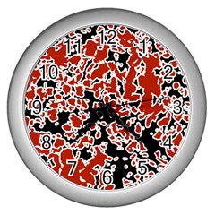 Splatter Abstract Texture Wall Clocks (silver)  by dflcprints