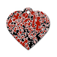 Splatter Abstract Texture Dog Tag Heart (two Sides) by dflcprints