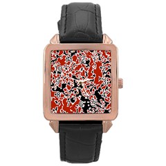 Splatter Abstract Texture Rose Gold Leather Watch  by dflcprints