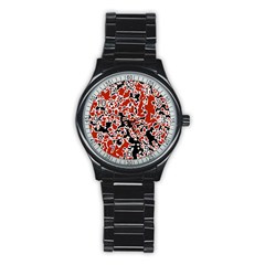 Splatter Abstract Texture Stainless Steel Round Watch by dflcprints