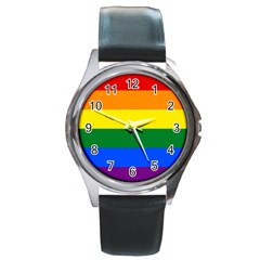 Pride Flag Round Metal Watch by Valentinaart