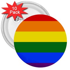 Pride Flag 3  Buttons (10 pack) 