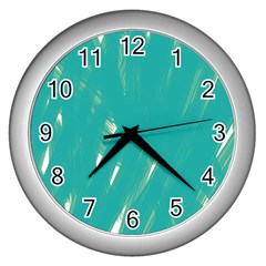 Background Green Abstract Wall Clocks (silver) 