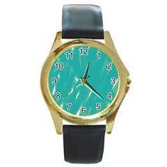 Background Green Abstract Round Gold Metal Watch by Nexatart