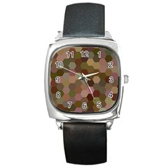 Brown Background Layout Polygon Square Metal Watch by Nexatart