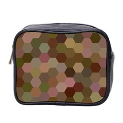 Brown Background Layout Polygon Mini Toiletries Bag 2-side by Nexatart