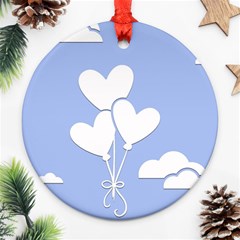 Clouds Sky Air Balloons Heart Blue Ornament (round) by Nexatart