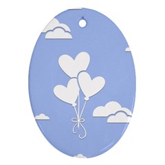 Clouds Sky Air Balloons Heart Blue Ornament (oval) by Nexatart