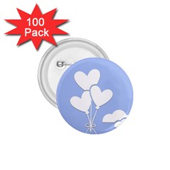 Clouds Sky Air Balloons Heart Blue 1 75  Buttons (100 Pack)  by Nexatart