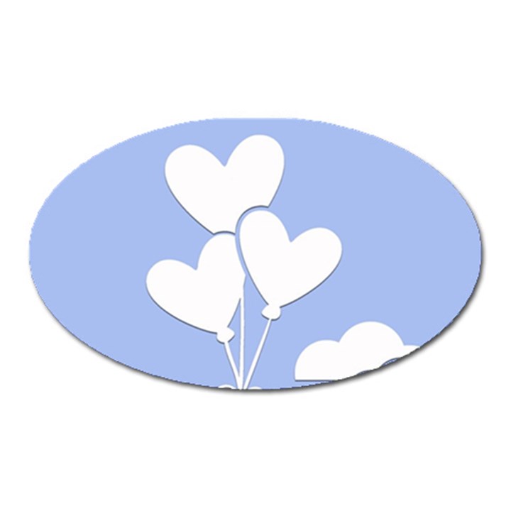 Clouds Sky Air Balloons Heart Blue Oval Magnet