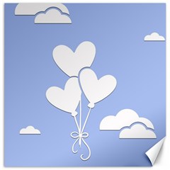 Clouds Sky Air Balloons Heart Blue Canvas 20  X 20   by Nexatart