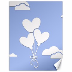 Clouds Sky Air Balloons Heart Blue Canvas 18  X 24   by Nexatart