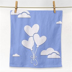 Clouds Sky Air Balloons Heart Blue Face Towel by Nexatart