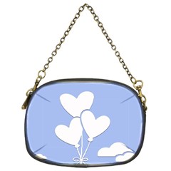 Clouds Sky Air Balloons Heart Blue Chain Purses (one Side)  by Nexatart