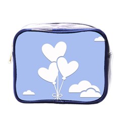 Clouds Sky Air Balloons Heart Blue Mini Toiletries Bags by Nexatart