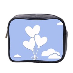 Clouds Sky Air Balloons Heart Blue Mini Toiletries Bag 2-side by Nexatart